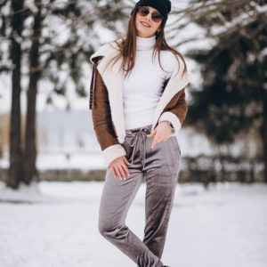 Woman happy otside in winter